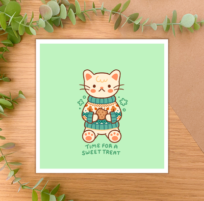 Time for a Sweet Treat (Cat) - Square Art Print