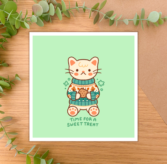 Time for a Sweet Treat (Cat) - Square Art Print