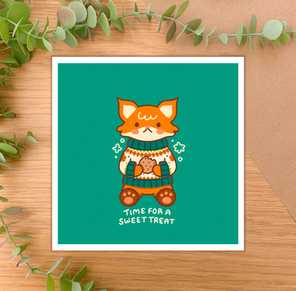 Time for a Sweet Treat (Fox) - Square Art Print