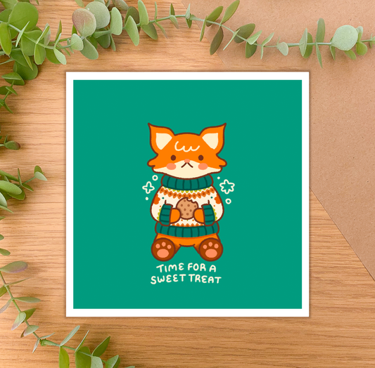 Time for a Sweet Treat (Fox) - Square Art Print