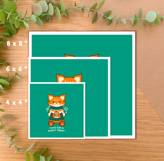 Time for a Sweet Treat (Fox) - Square Art Print