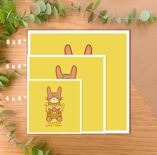Time for a Sweet Treat (Rabbit) - Square Art Print