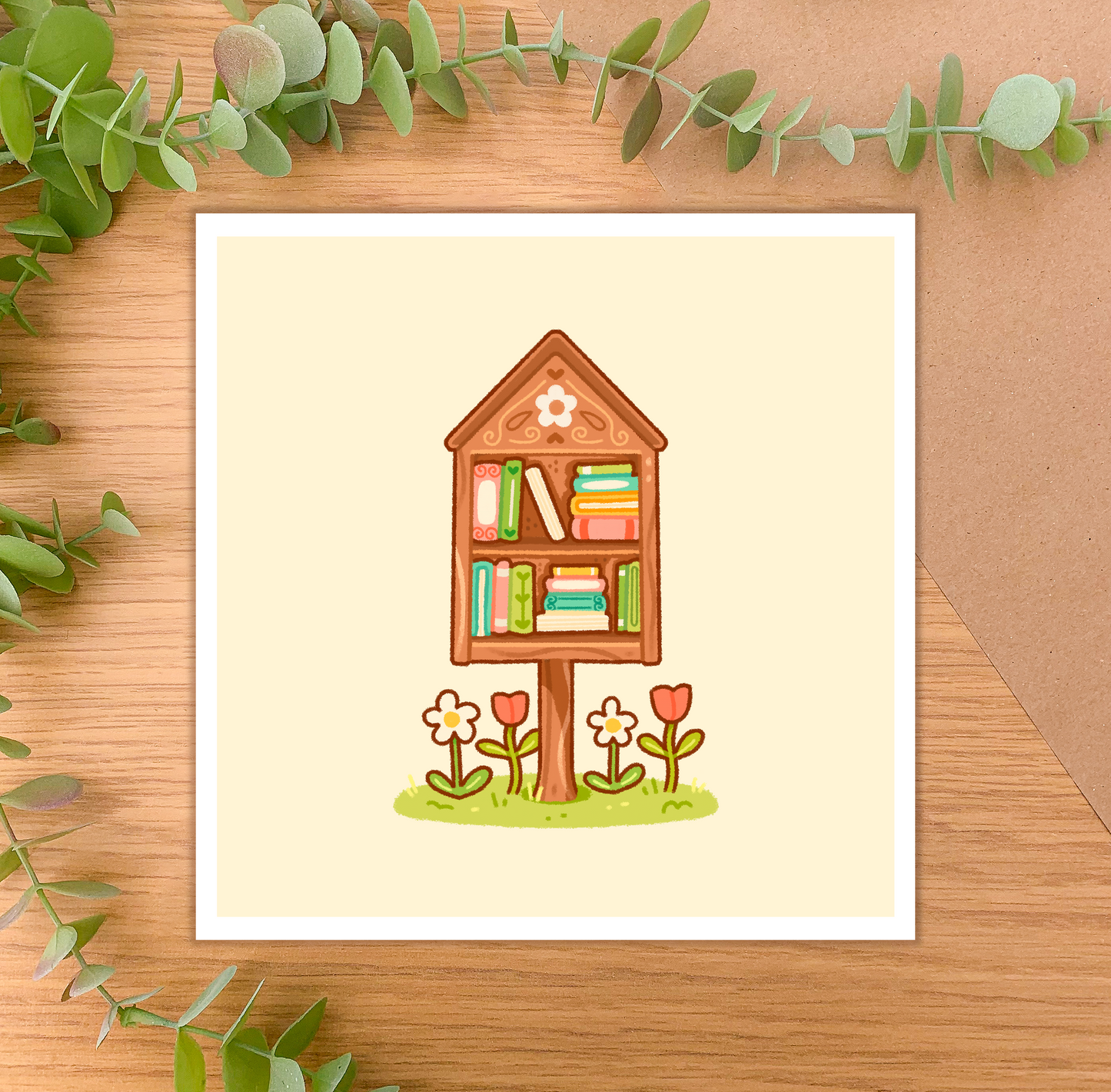 Tiny Library (Spring) - Square Art Print