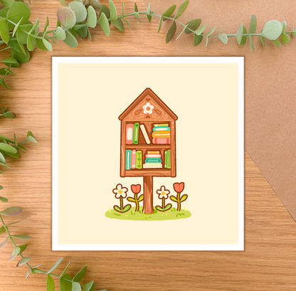 Tiny Library (Spring) - Square Art Print