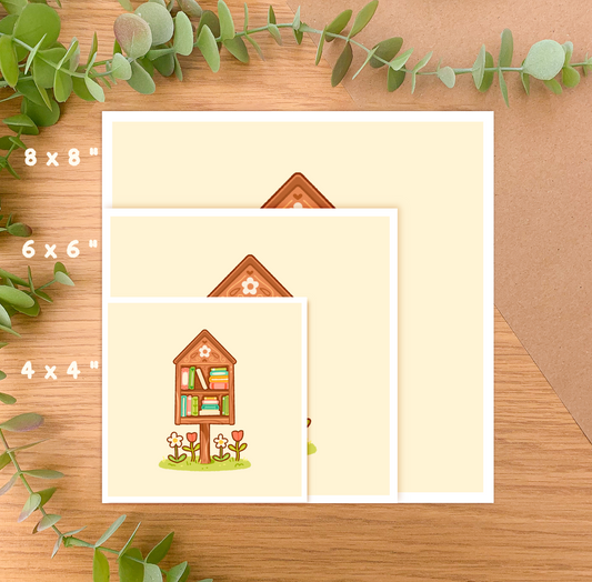 Tiny Library (Spring) - Square Art Print