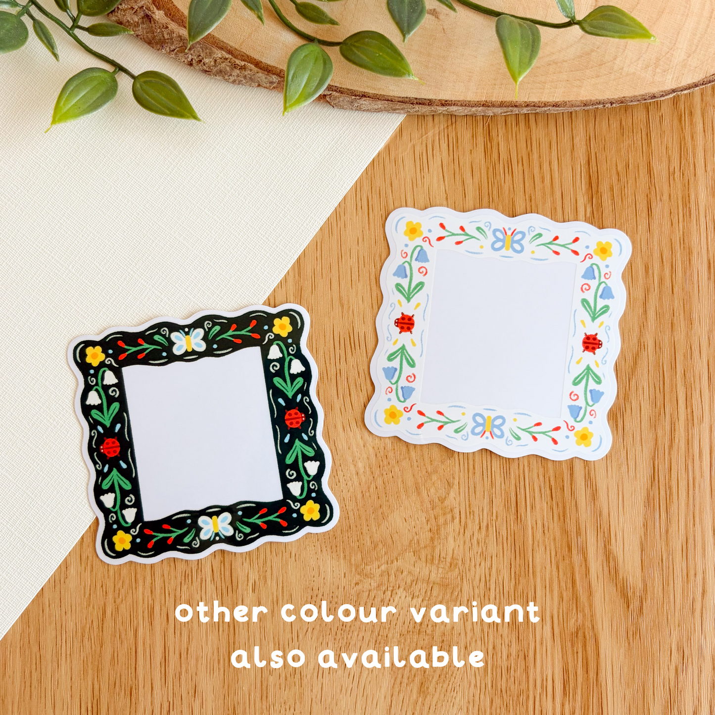 Floral Folk Frame (Dark) - Clear Vinyl Sticker