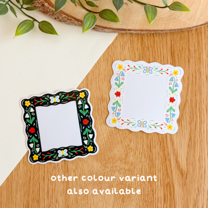 Floral Folk Frame (Light) - Clear Vinyl Sticker