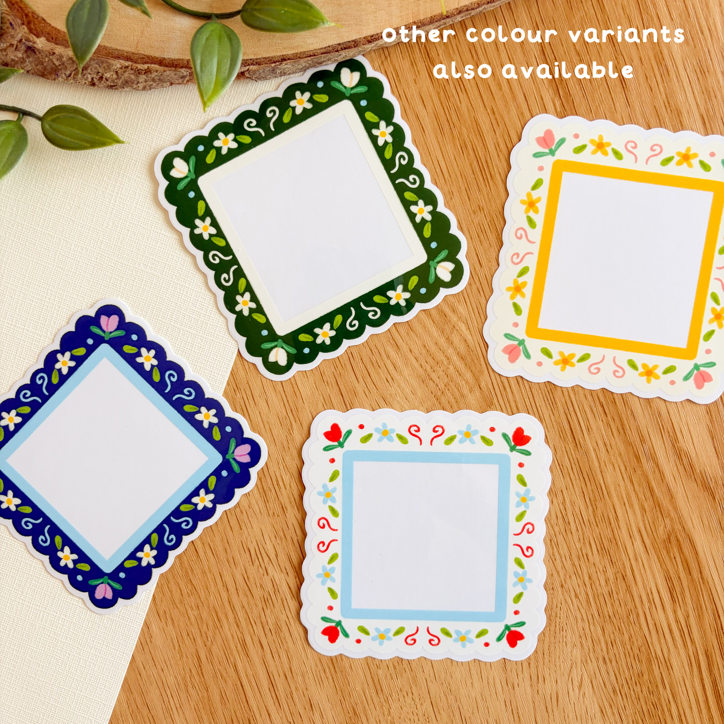 Scalloped Daisy Frame (Green) - Clear Vinyl Sticker
