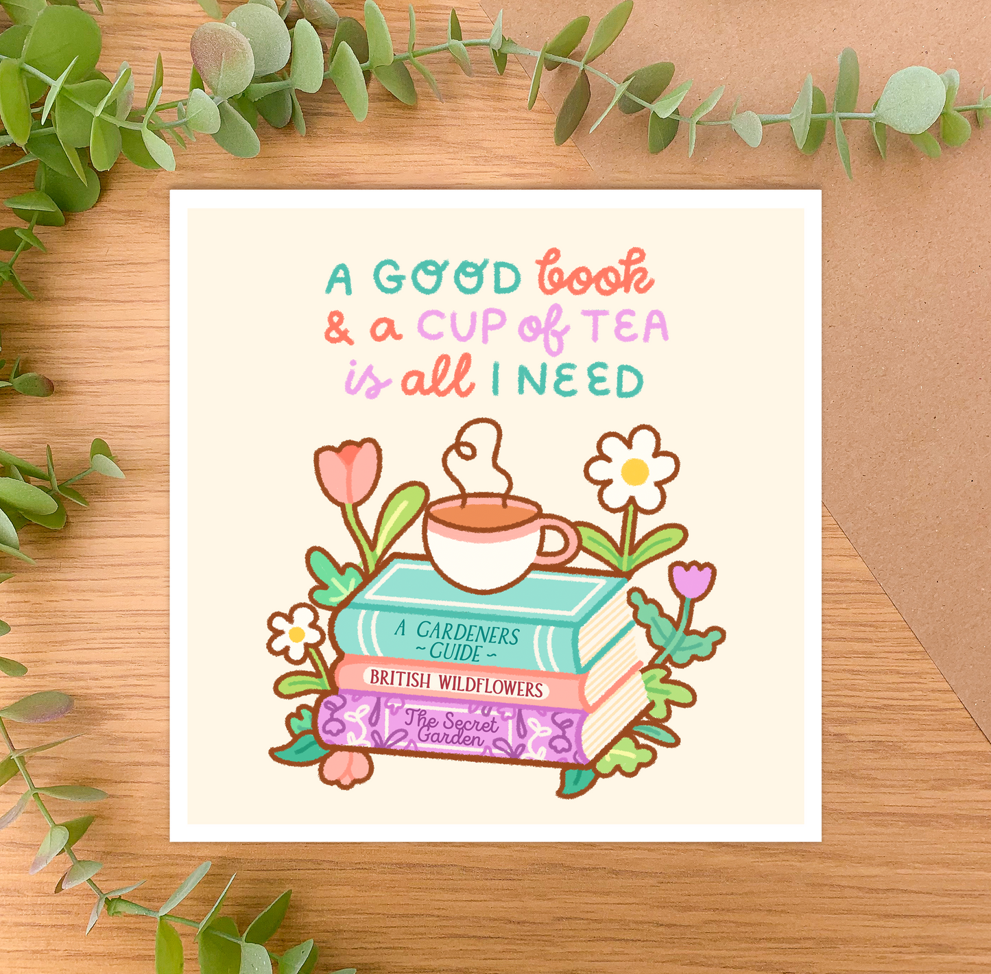 A Good Book and a Cup of Tea - Square Art Print