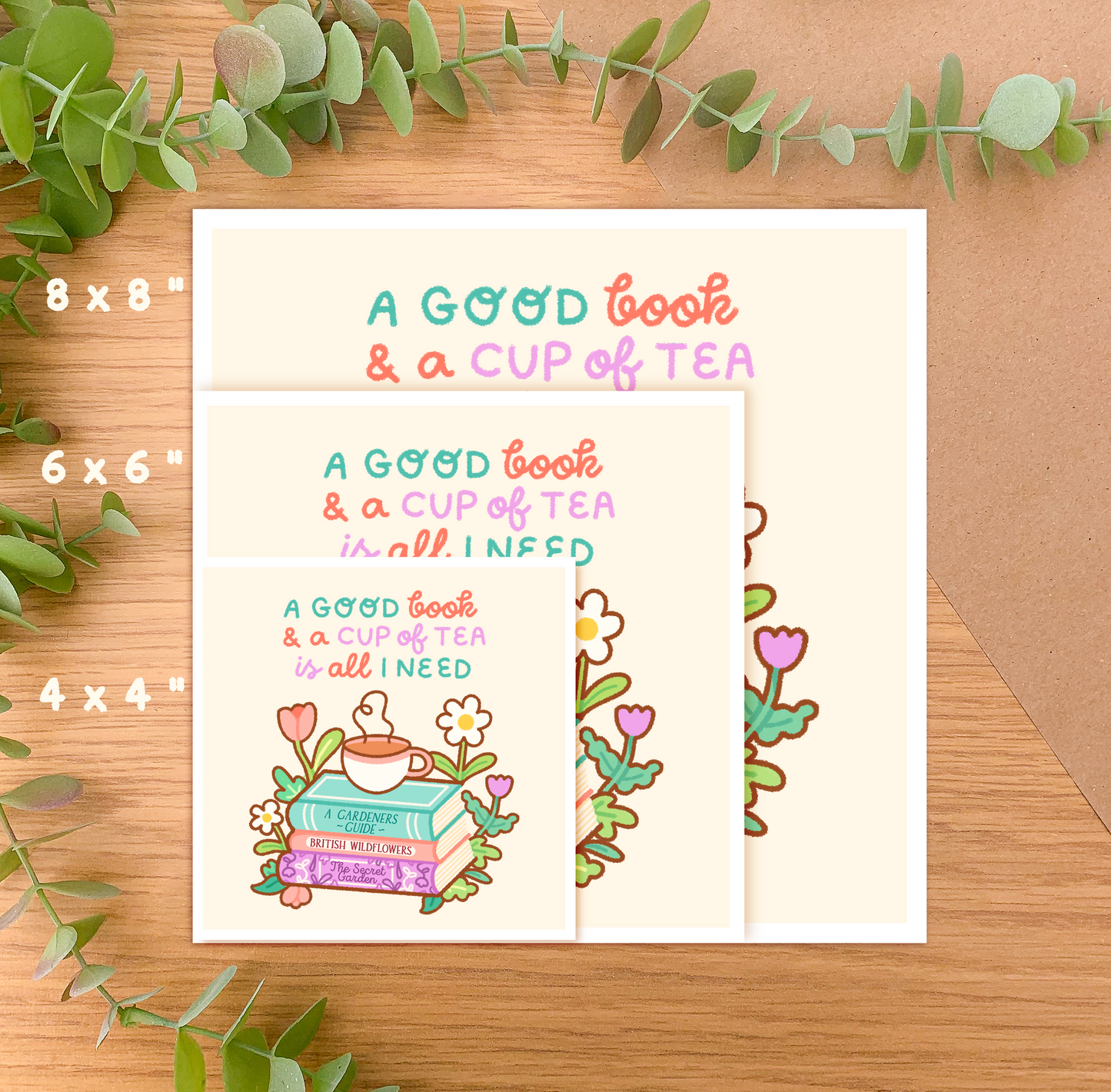 A Good Book and a Cup of Tea - Square Art Print