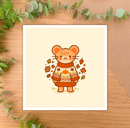 Cozy Knits Mouse - Square Art Print