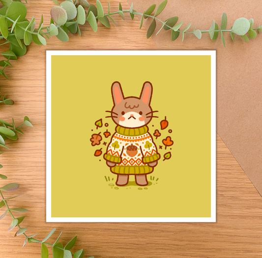 Cozy Knits Rabbit - Square Art Print