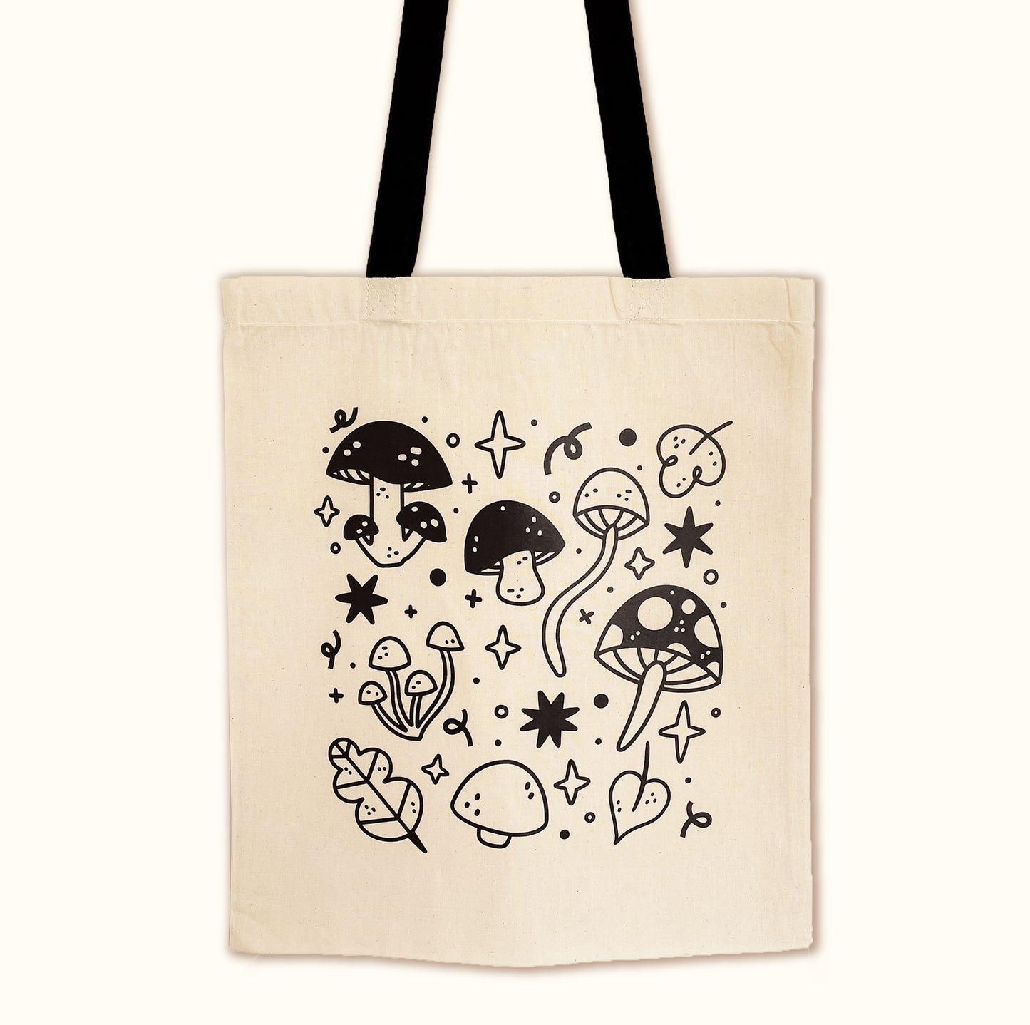 Mushrooms (Black) Tote Bag