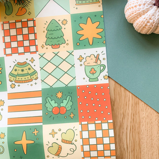 Winter Patchwork - Wrapping Paper Sheet