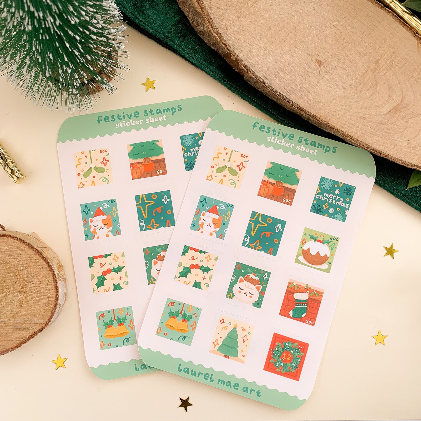 Festive Stamps - Sticker Sheet