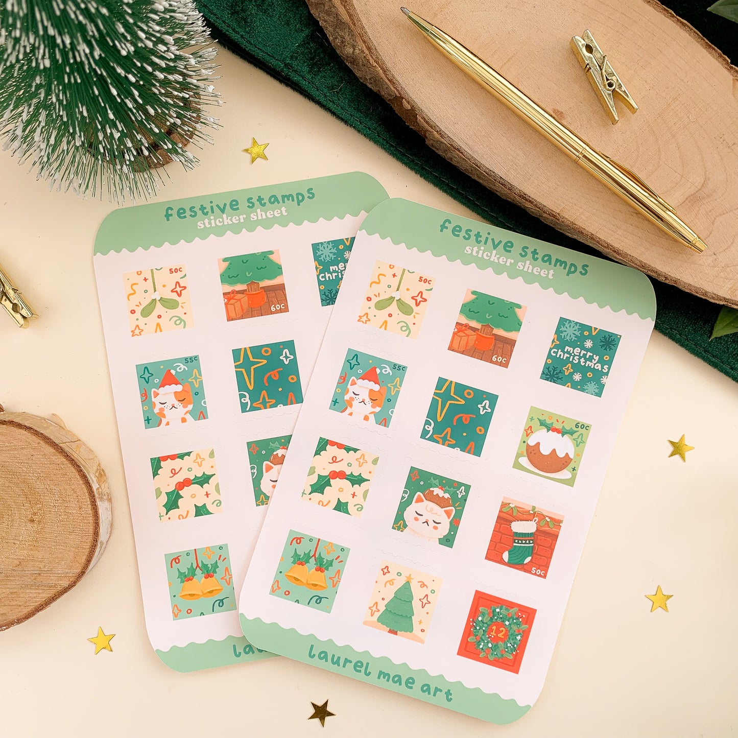 Festive Stamps - Sticker Sheet