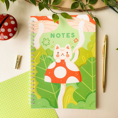 Mushroom Cat - A5 Spiral Bound Notebook