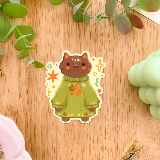 Sweater Weather Cat - Matte Vinyl Sticker