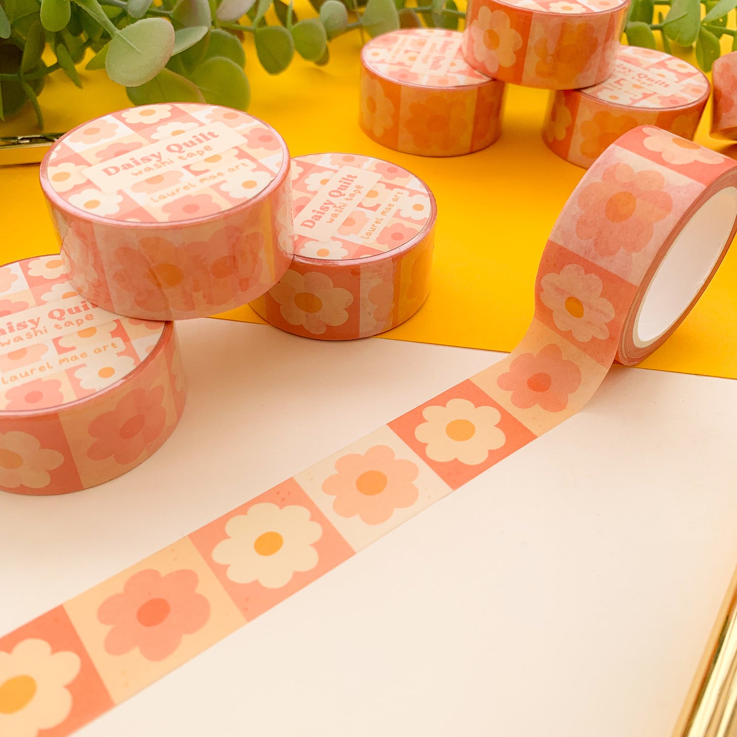 Pink Daisy - Chunky Washi Tape