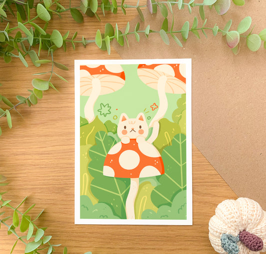 Mushroom Cat - Art Print