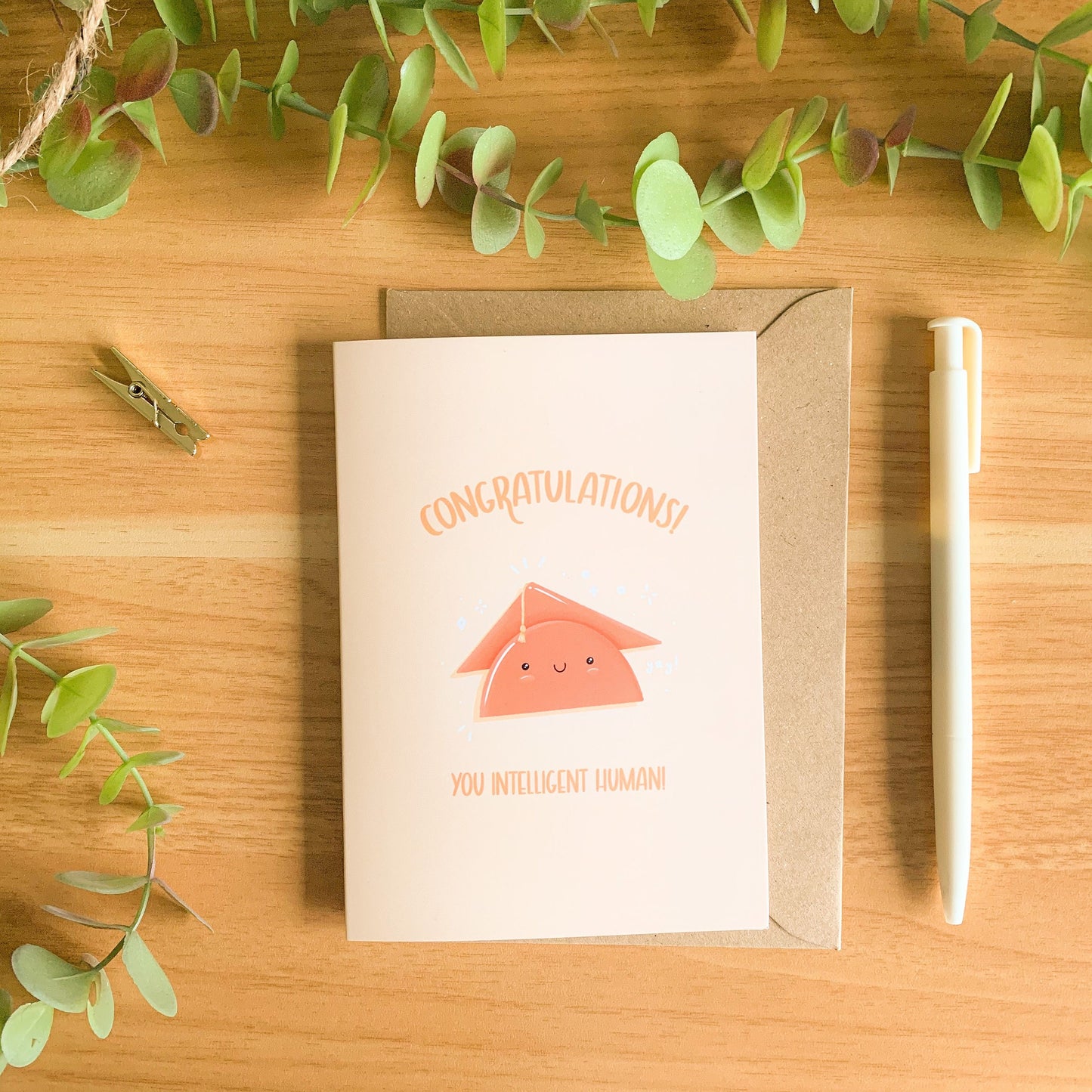 Congratulations you Intelligent Human! - Cute Illustrated Greetings Card