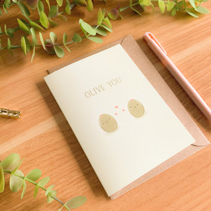 Olive You! - Cute Illustrated Greetings Card