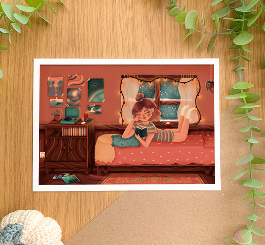 Studying Girl - Art Print