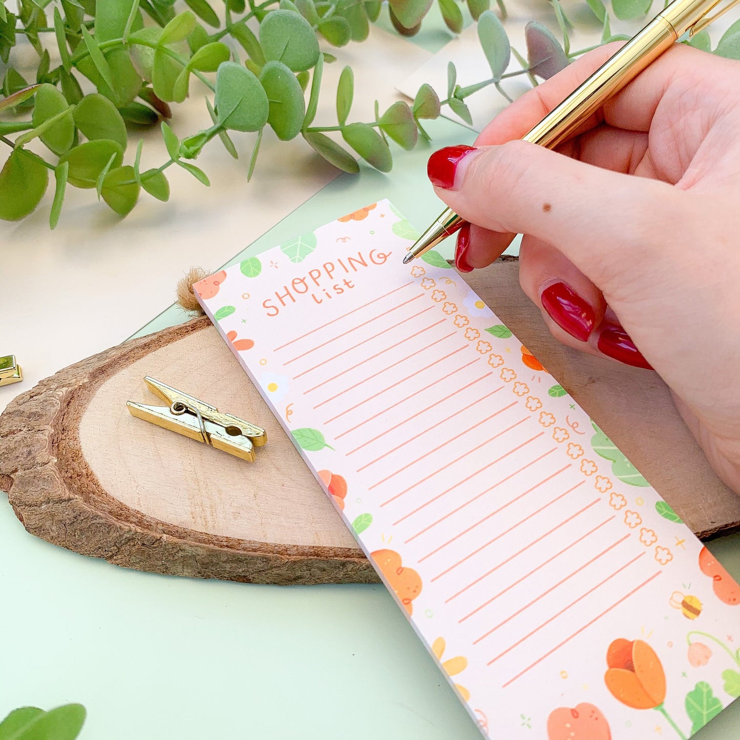 Floral Shopping List Notepad