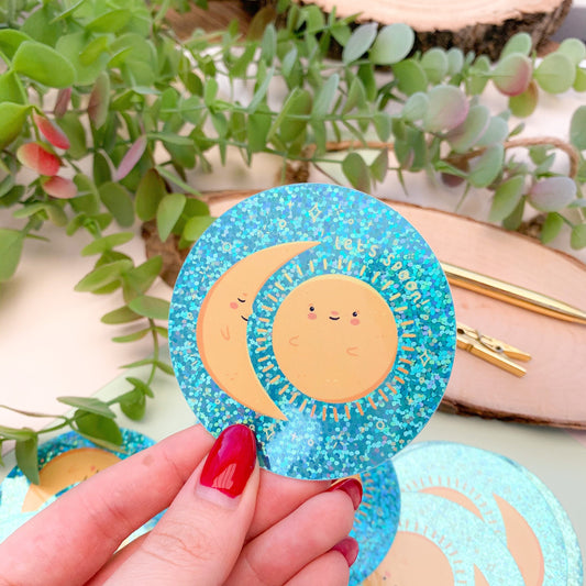 Let’s Spoon Sun & Moon Glitter Vinyl Sticker