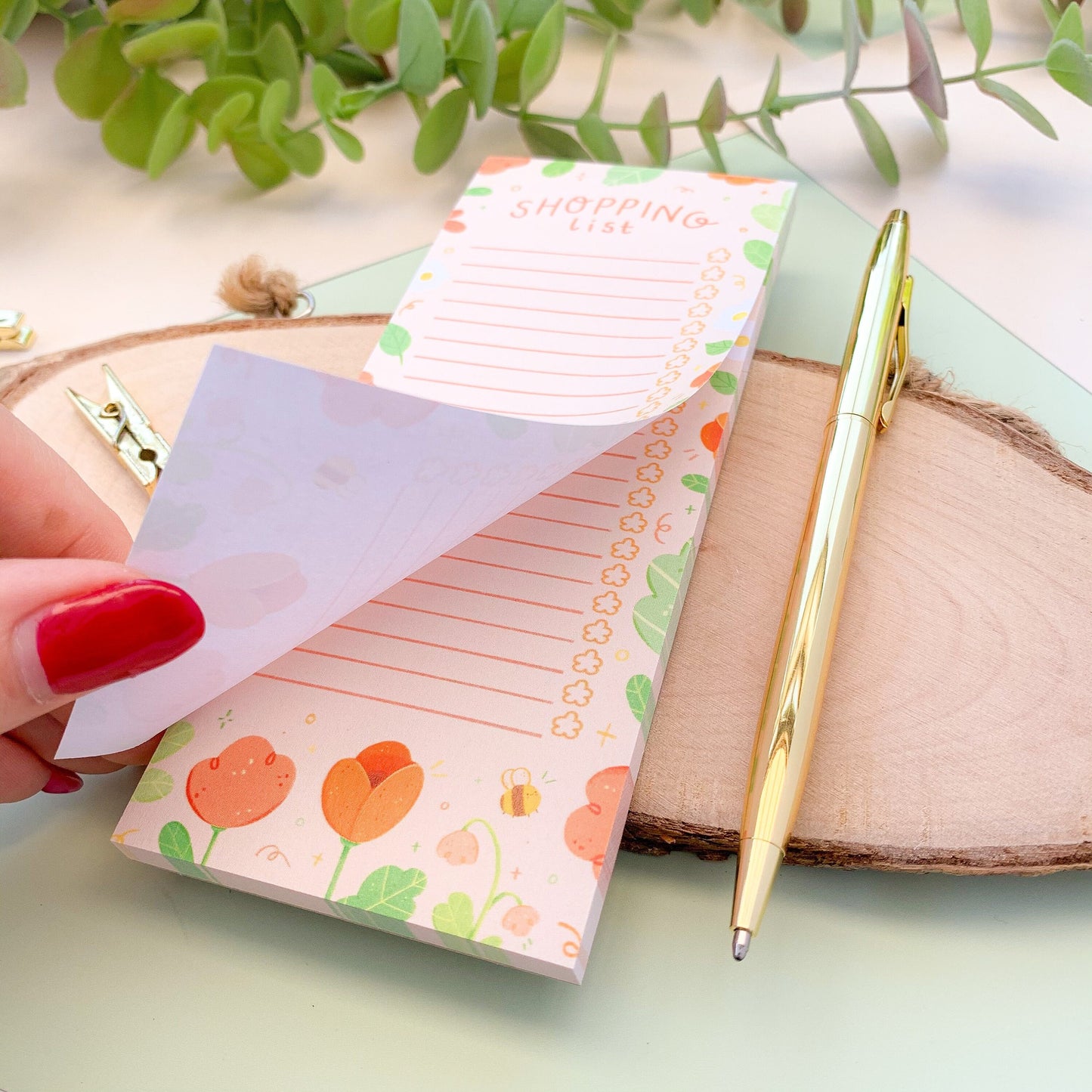 Floral Shopping List Notepad